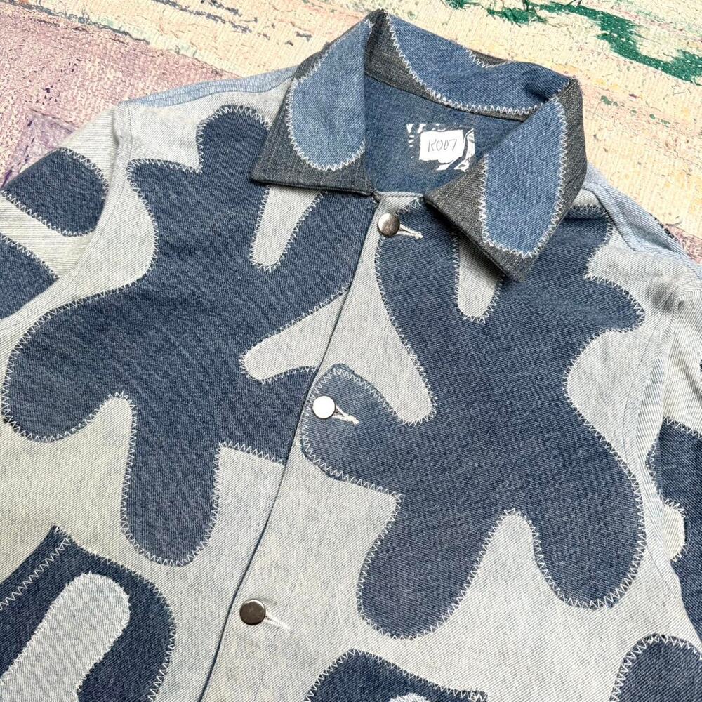 Custom upcycled patchwork denim jacket size large - Picture 3 of 8